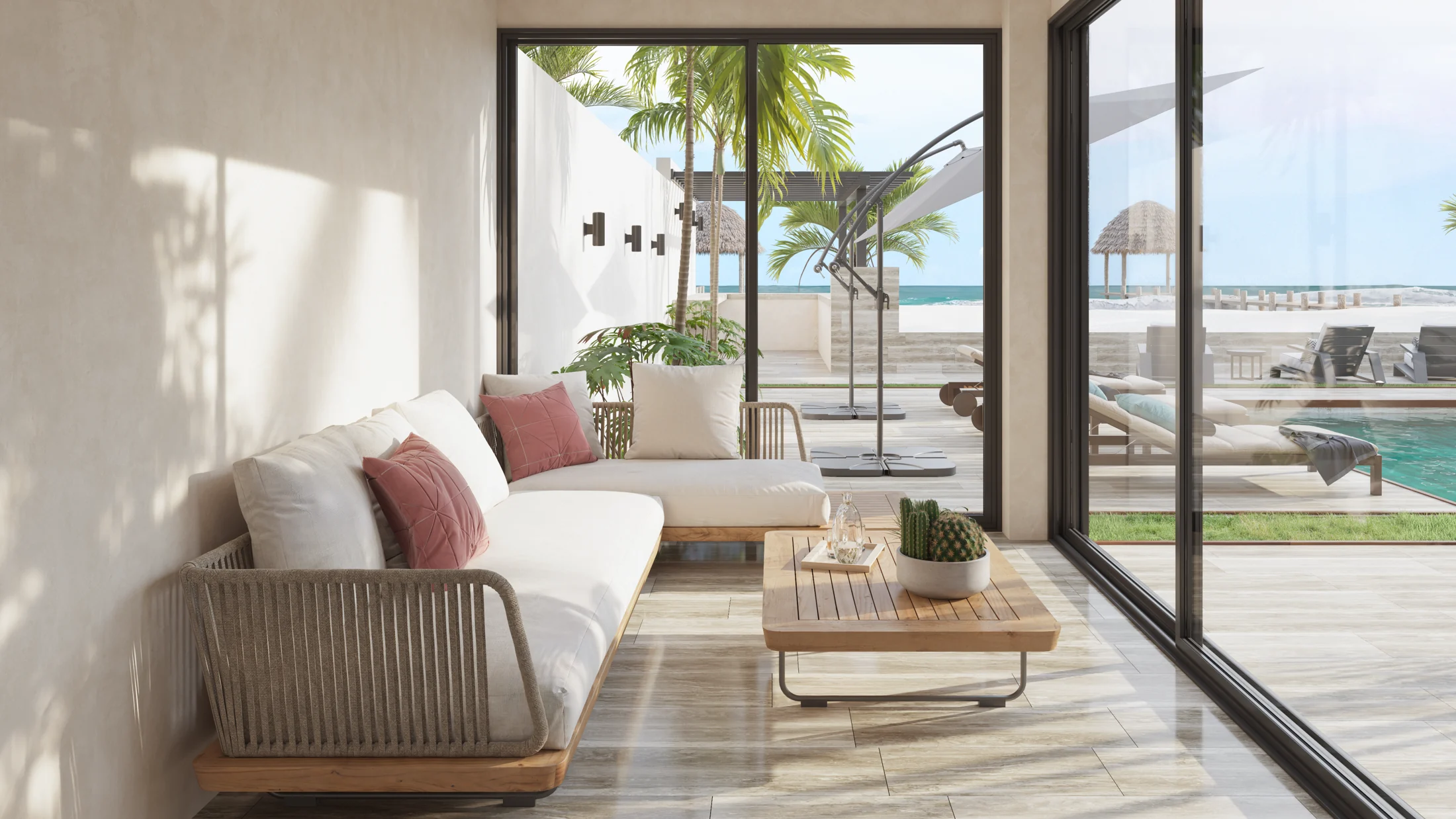 Garden Residence terrace beside the landscaping and pool